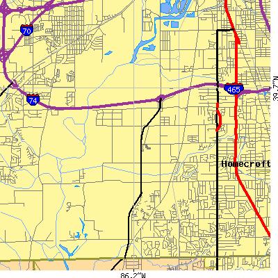 Zip code 46217 close-up map