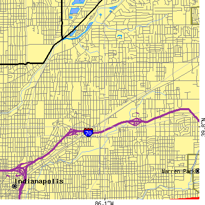Zip code 46218 close-up map