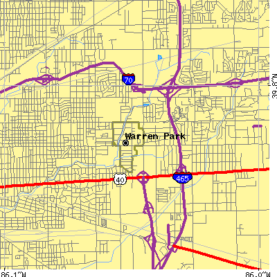 Zip code 46219 close-up map