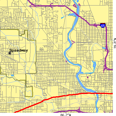 Zip code 46222 close-up map