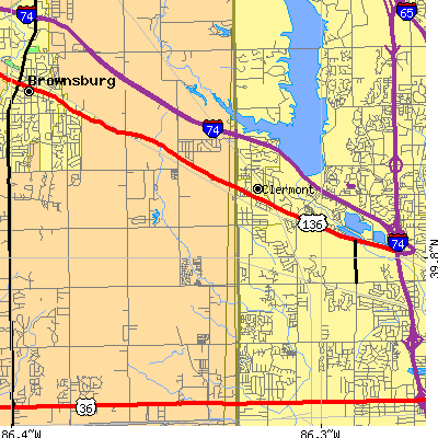 Zip code 46234 close-up map