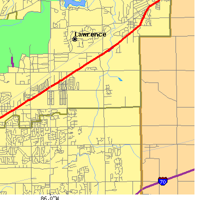 Zip code 46235 close-up map