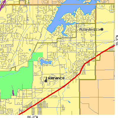 Zip code 46236 close-up map