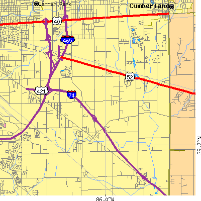Zip code 46239 close-up map