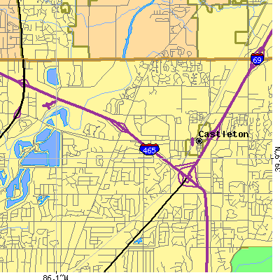 Zip code 46250 close-up map