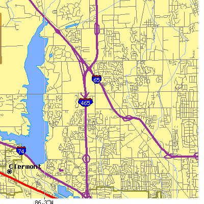 Zip code 46254 close-up map
