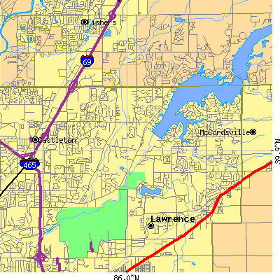 Zip code 46256 close-up map