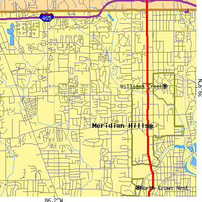 Zip code 46260 close-up map