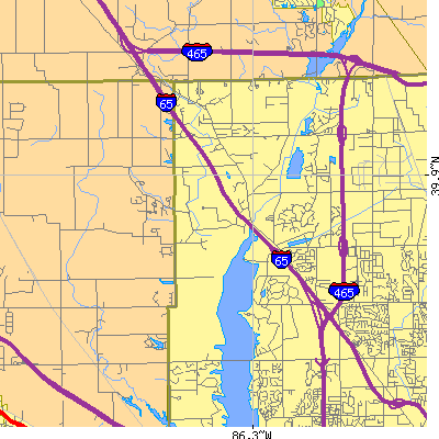Zip code 46278 close-up map