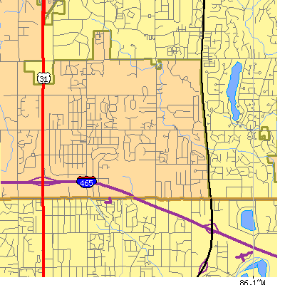 Zip code 46280 close-up map