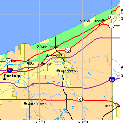 Zip code 46304 close-up map