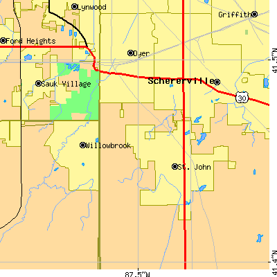 Zip code 46311 close-up map