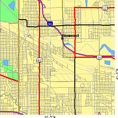 Zip code 46320 close-up map