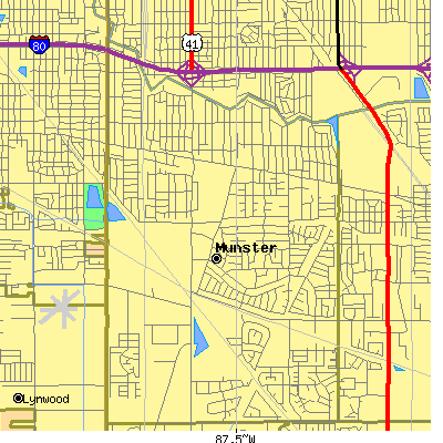 Zip code 46321 close-up map