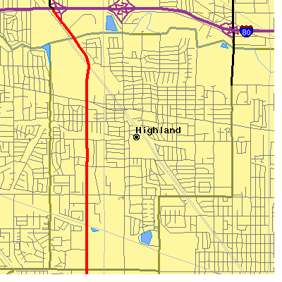Zip code 46322 close-up map