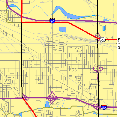 Zip code 46323 close-up map