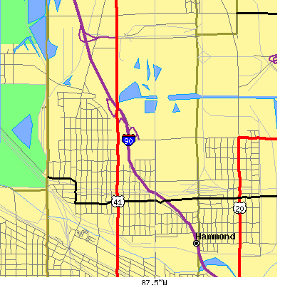 Zip code 46327 close-up map