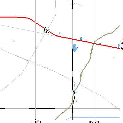 Zip code 46340 close-up map