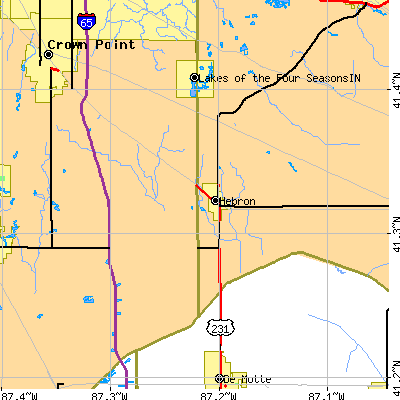 Zip code 46341 close-up map