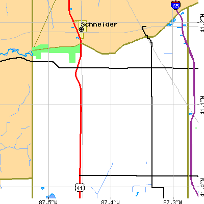Zip code 46349 close-up map