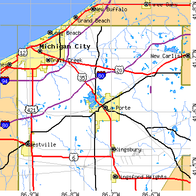 Zip code 46350 close-up map