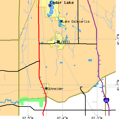 Zip code 46356 close-up map