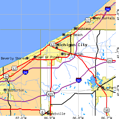Zip code 46360 close-up map