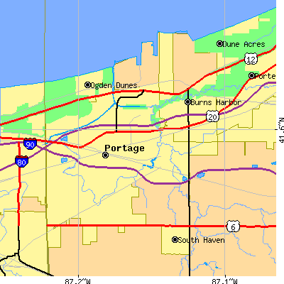 Zip code 46368 close-up map