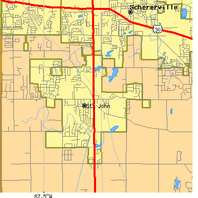 Zip code 46373 close-up map