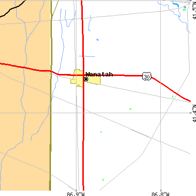 Zip code 46390 close-up map