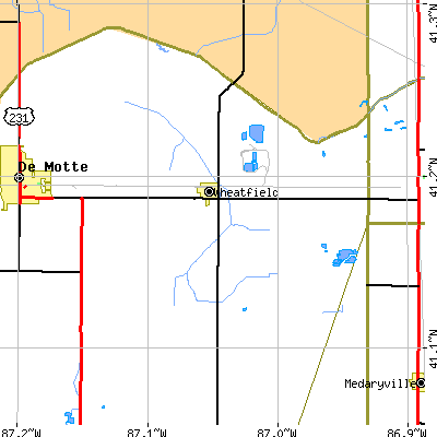 Zip code 46392 close-up map