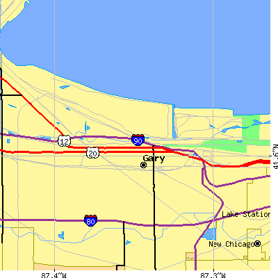Zip code 46402 close-up map