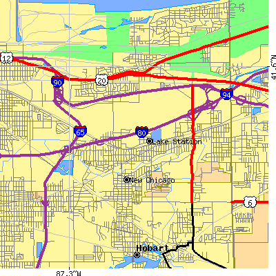 Zip code 46405 close-up map