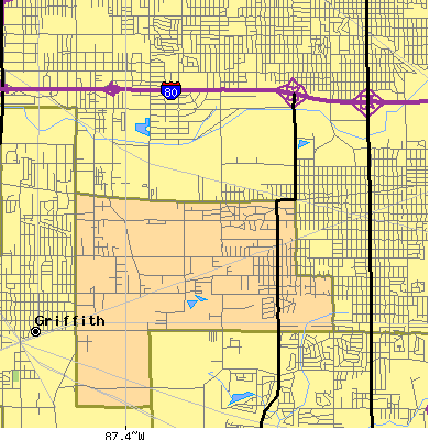 Zip code 46408 close-up map