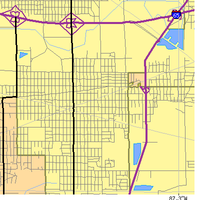 Zip code 46409 close-up map