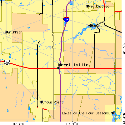 Zip code 46410 close-up map