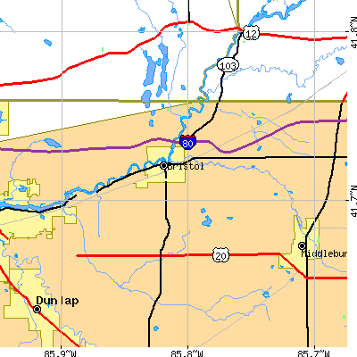 Zip code 46507 close-up map