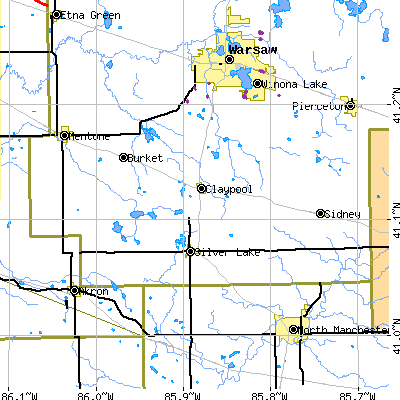 Zip code 46510 close-up map