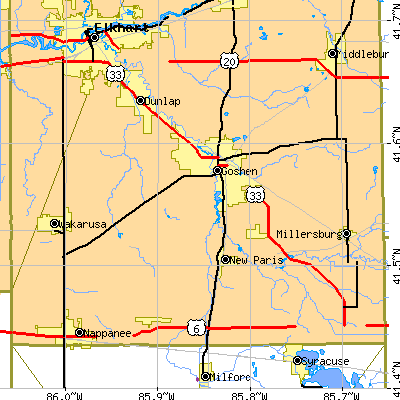 Zip code 46526 close-up map