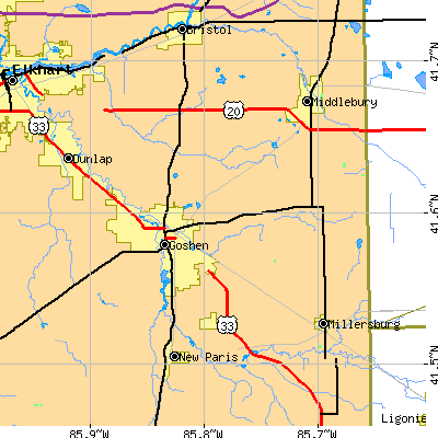 Zip code 46528 close-up map