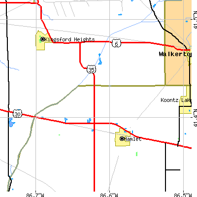 Zip code 46532 close-up map
