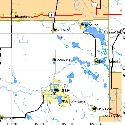 Zip code 46538 close-up map