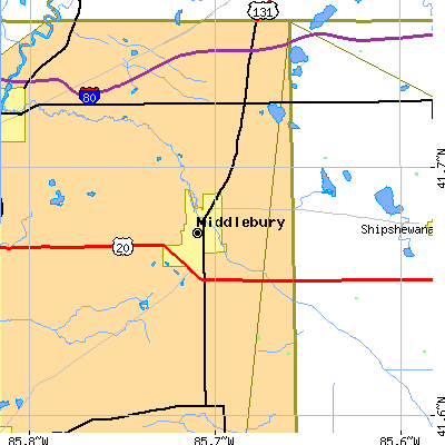 Zip code 46540 close-up map