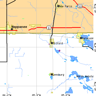 Zip code 46542 close-up map