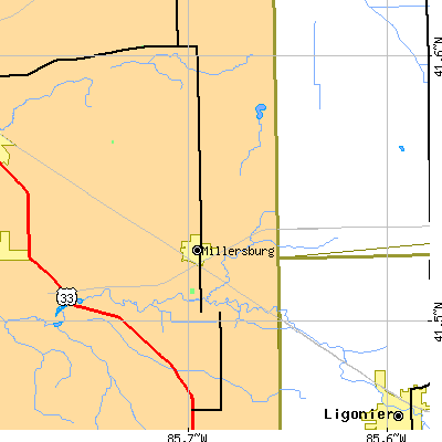 Zip code 46543 close-up map