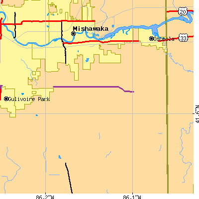 Zip code 46544 close-up map