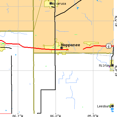 Zip code 46550 close-up map