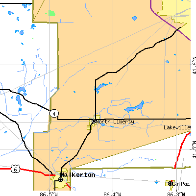 Zip code 46554 close-up map