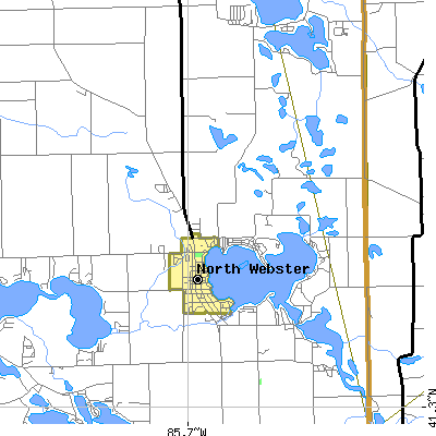 Zip code 46555 close-up map