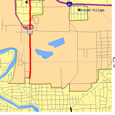 Zip code 46556 close-up map